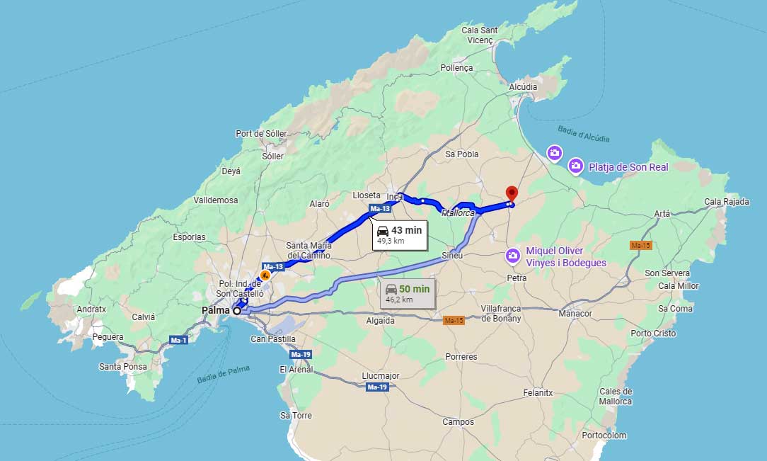 Llegar a Santa Margalida get to Santa Margalida
